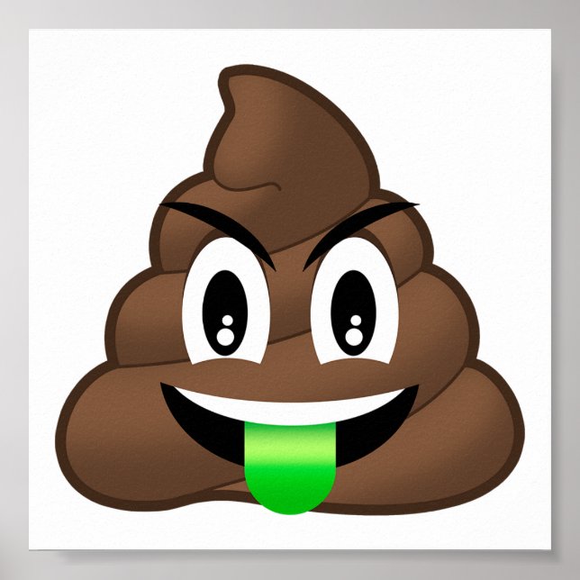 Grönt Tunga Crazy Poop Emoji Poster (Framsidan)