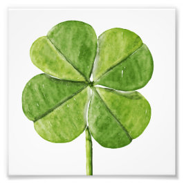 Grönt tur: Shamrock-handmålad med fyra löv-klöver Fototryck