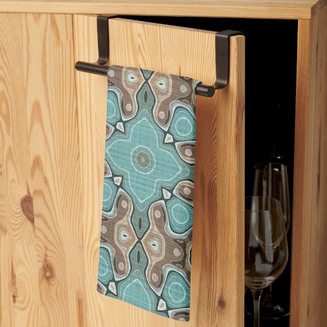 Grönt Turcos Brown Hip Bohemian Bali Art Motif Kökshandduk (Thirds Fold)