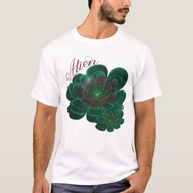 Grönt Turcos Corolla Flower T Shirt (Framsida)