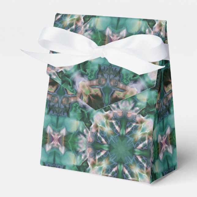 Grönt-turkos-ornament Presentaskar (Framsidan Sidan)