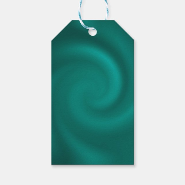 Grönt, turkos spiral mönster. presentetikett (Framsidan)
