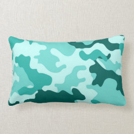 Grönt Turquise Camo Lumbar Pillow Lumbarkudde