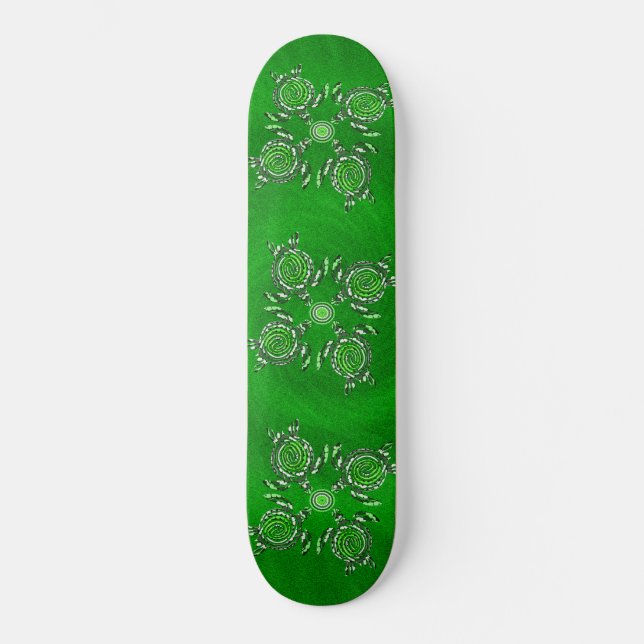 Grönt Turtle Dot Art. Mini Skateboard Bräda 18,5 Cm (Framsida)