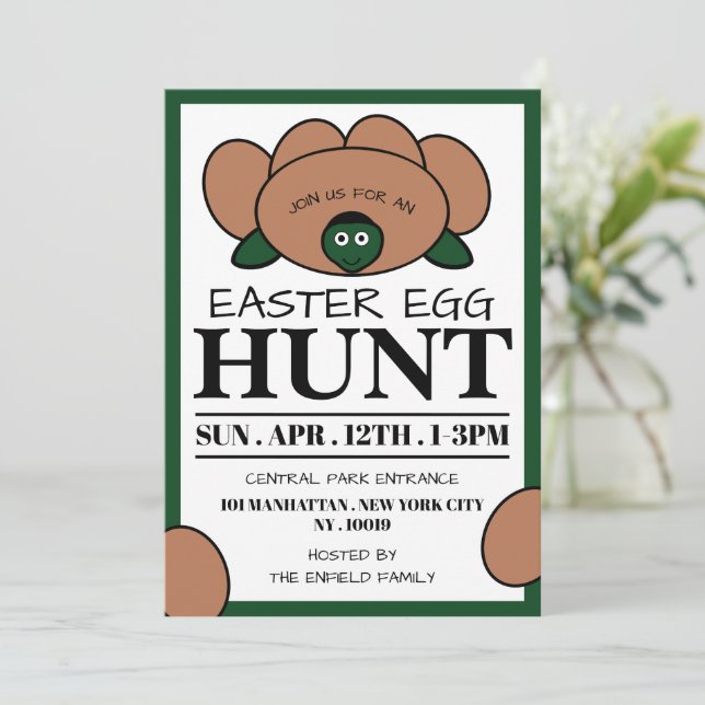 Grönt Turtle Egg, Påskägg Hunt Meddelande (Stående Fram)