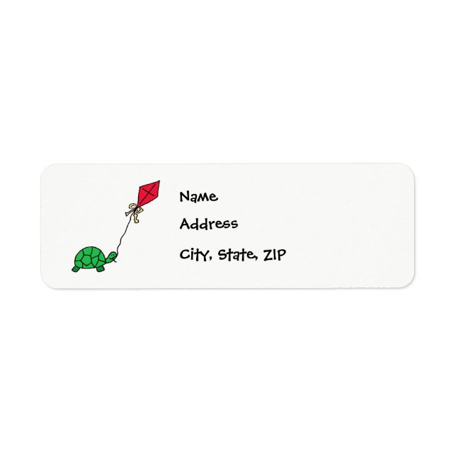 Grönt Turtle Flies Red Kite-Adressetiketter Returadress Etikett (Framsidan)