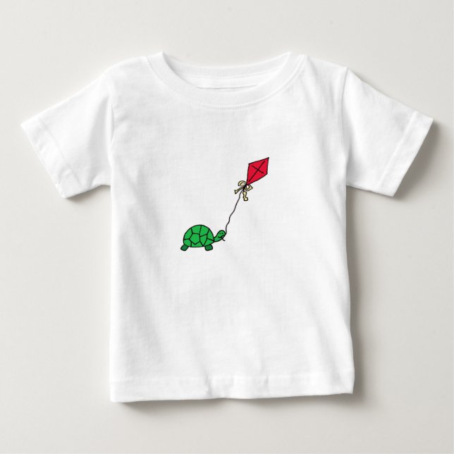 Grönt Turtle Flies Red Kite T Shirt (Framsida)
