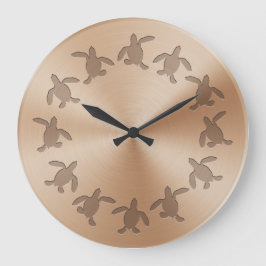 Grönt Turtle Hatchling Metall Mönster Wall Clock Stor Klocka
