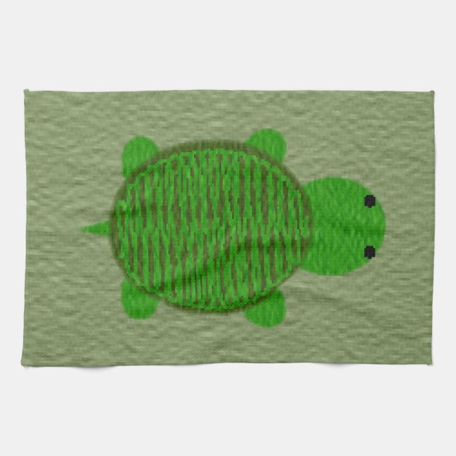 Grönt Turtle Kökshandduk (Horisontell)