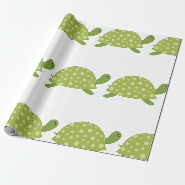 Grönt Turtle Presentpapper (Utrullad)