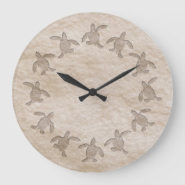 Grönt Turtle Stone Mönster Wall Clock Stor Klocka