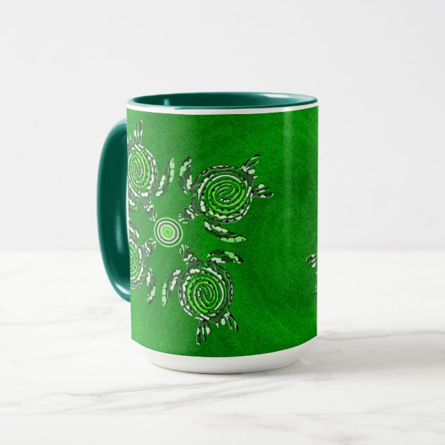 Grönt Turtles Dot Art, Combo Coffee Mugg (Framsida vänster)
