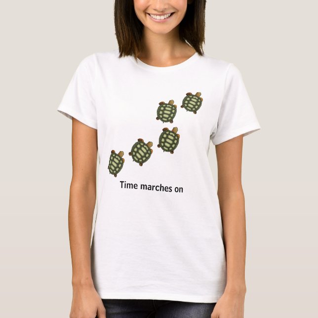 Grönt Turtles med redigerbara tidsmarkeringar på t T Shirt (Framsida)