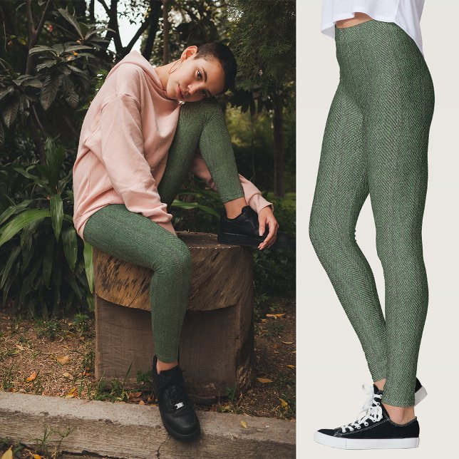 Grönt Tweed Struktur-bild Leggings (Green Tweed Texture Image Leggings)