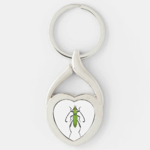 Grönt Twisted Heart Silverfärgad Nyckelring