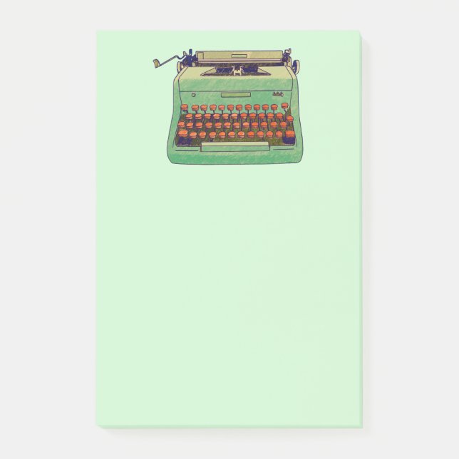 Grönt Typewriter-anteckning Post-it Block (Framsida)