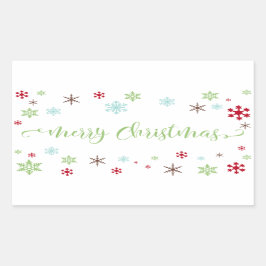 Grönt Typografi av snöflake Stollig God jul Rektangulärt Klistermärke