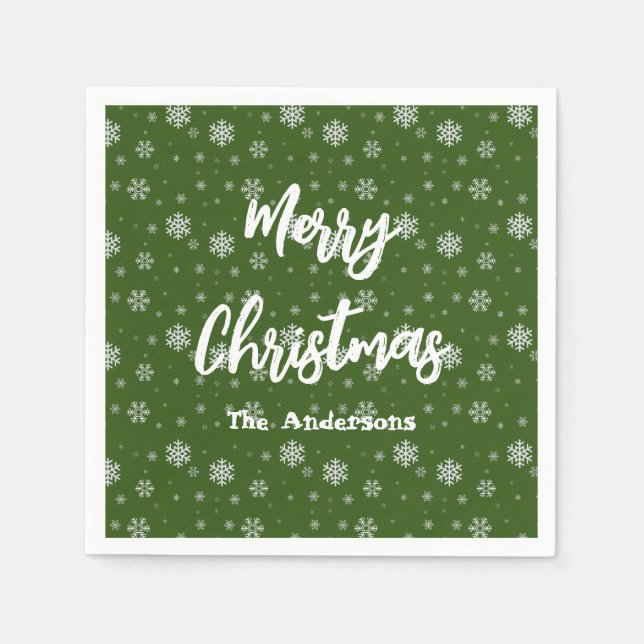 Grönt Typografi Festive Modern God jul Pappersservett (Framsidan)