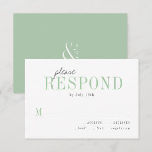 Grönt, typografi, minimalistisk bröllop OSA Kort