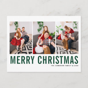Grönt Typography God jul Photo Collage Vykort