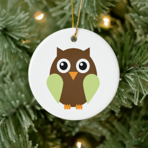 Grönt Uggla Julgransprydnad Keramik
