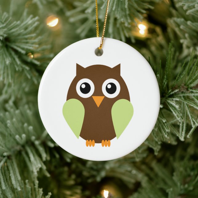 Grönt Uggla Julgransprydnad Keramik (Träd)