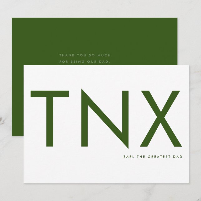  Grönt Ultratunn modern, djärv, stor Tack (Fram/baksida)