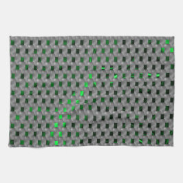 Grönt under grått plack, ovala fyrkanter? kökshandduk