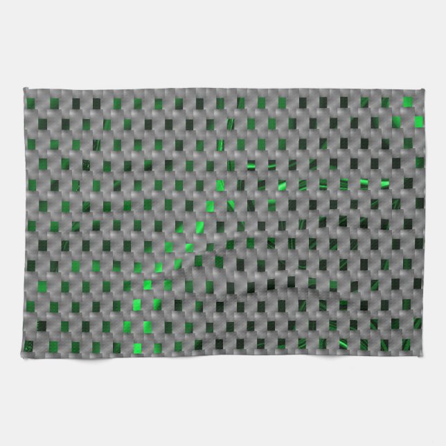 Grönt under grått plack, ovala fyrkanter? kökshandduk (Horisontell)