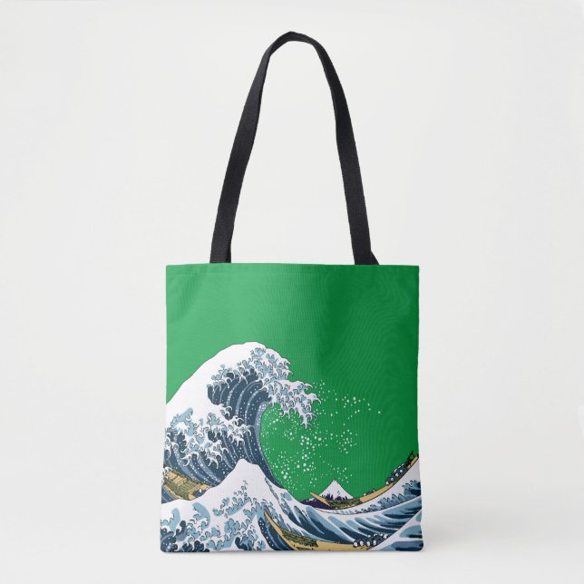 Grönt Underbar Wave av Kanagawa Modern Pop Tygkasse (Framsida)
