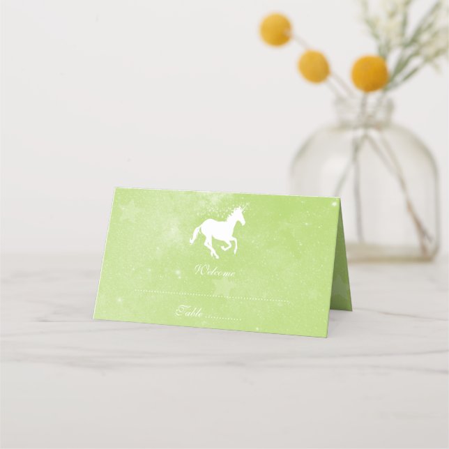 Grönt Unicorn Recept Place Card Placeringskort (Framsida)