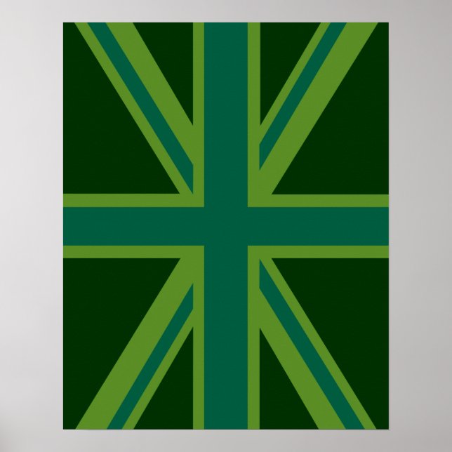 Grönt Union Jack Flagga Decor Poster (Framsidan)