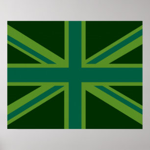 Grönt Union Jack Flagga Decor Poster