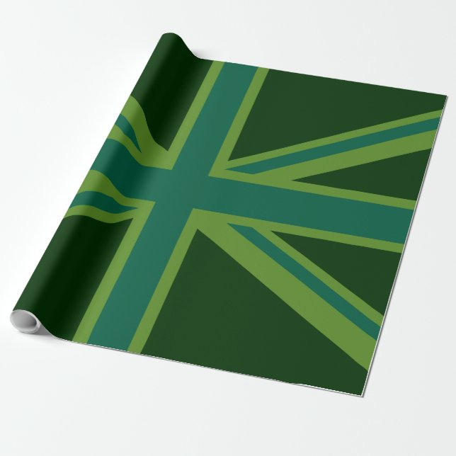 Grönt Union Jack Flagga Decor Presentpapper (Utrullad)