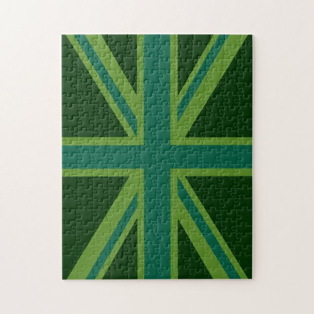 Grönt Union Jack Flagga Decor Pussel (Vertikal)