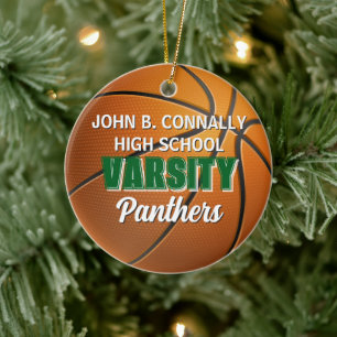 Grönt universitetsbasketlag skräddarsydd jul julgransprydnad keramik