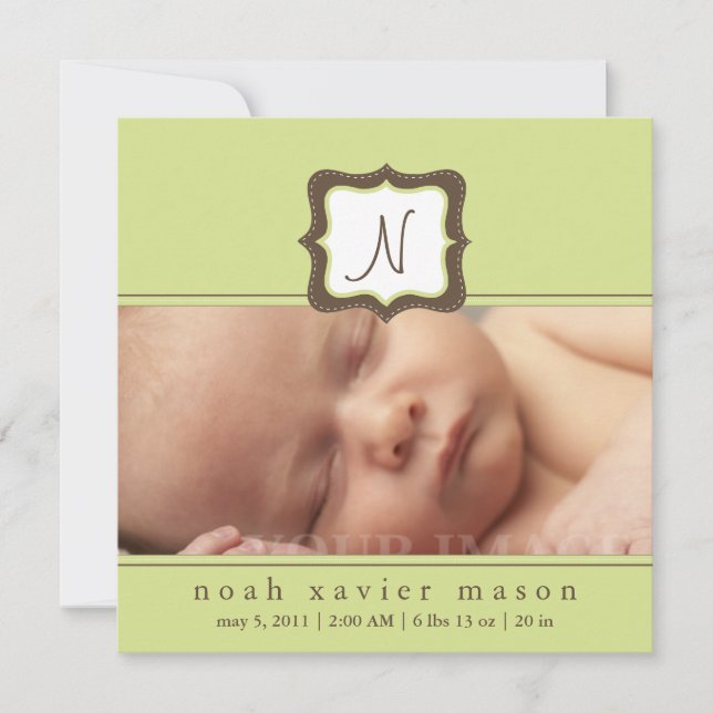 Grönt Ursprungligt födelsemeddelande Meddelande (Framsida)