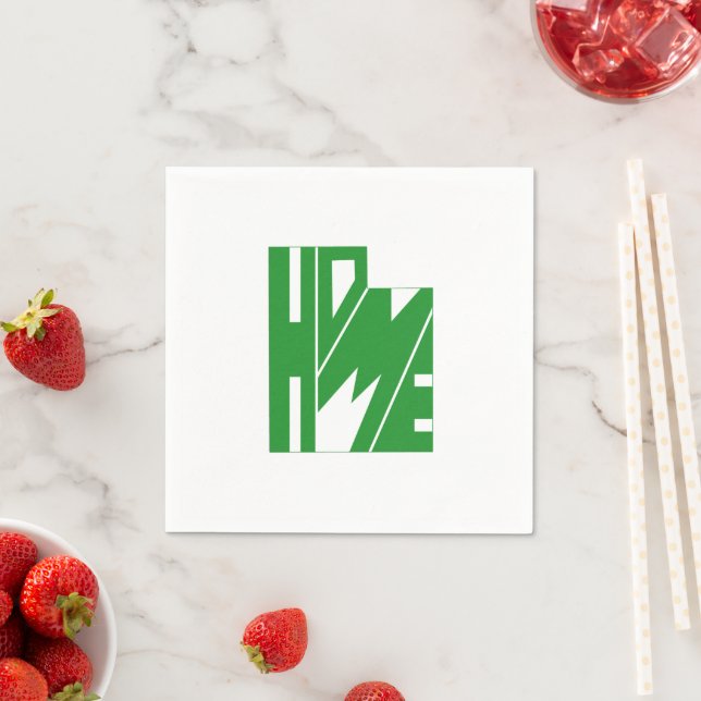 Grönt Utah HOME State Ord Art Pappersservett (Insitu)