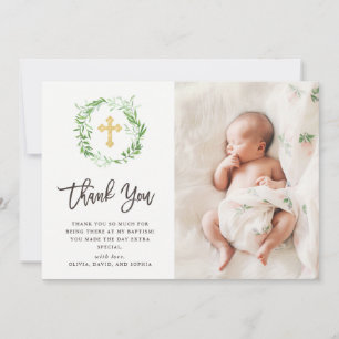 Grönt Utandning av botaniskt Löv Fotodobaptism Tack Kort
