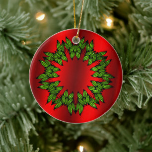 Grönt Utandning på Röd jul Julgransprydnad Keramik