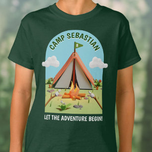 Grönt utomhus Äventyr Camping Födelsedagsfest T Shirt