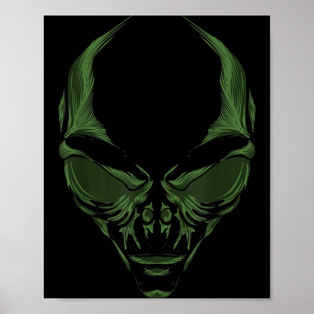 Grönt utomjordingesikt poster (Framsidan)