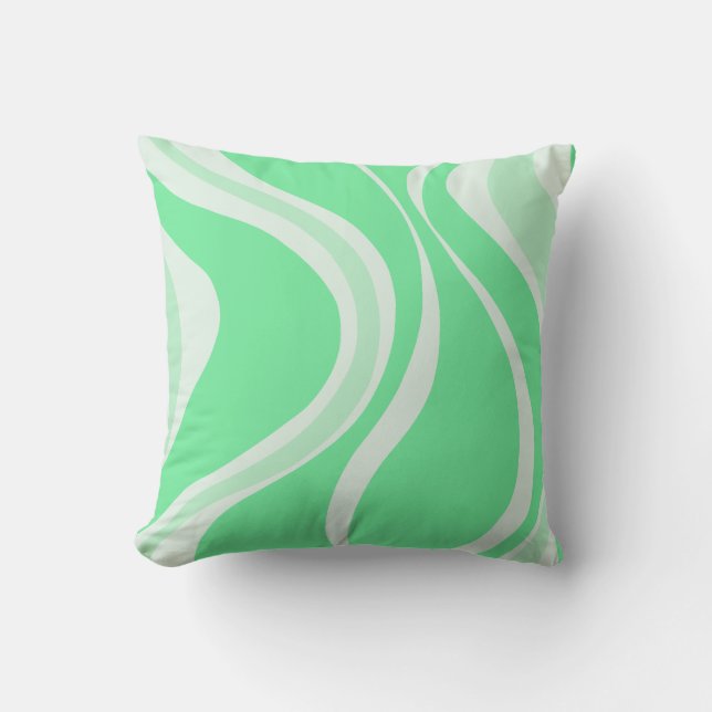 Grönt Vågar Pillow Kudde (Framsida)