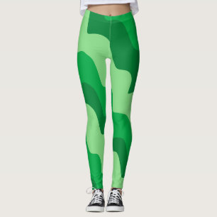 Grönt vågigt havets vinkara övertoning leggings