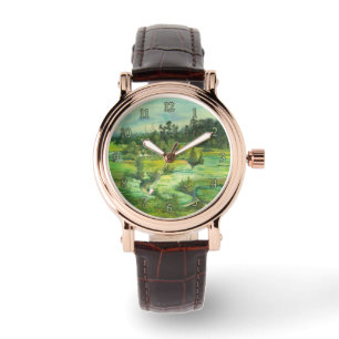 grönt valley måla vattenfärg armbandsur