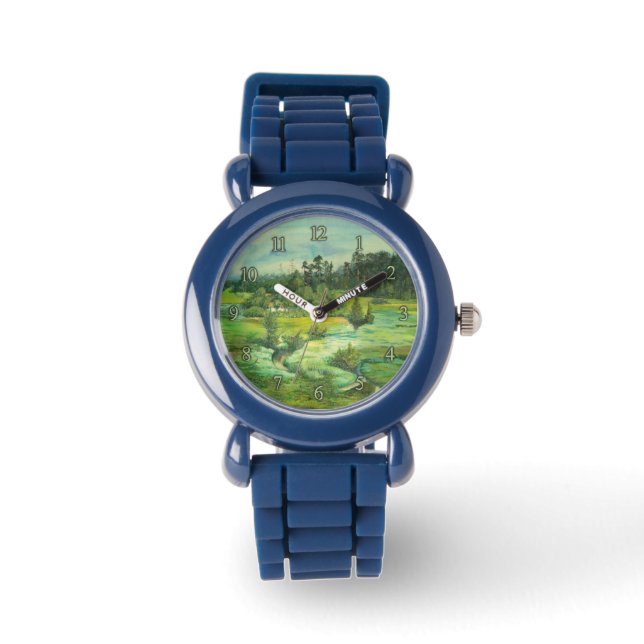 grönt valley måla vattenfärg armbandsur (Framsida)