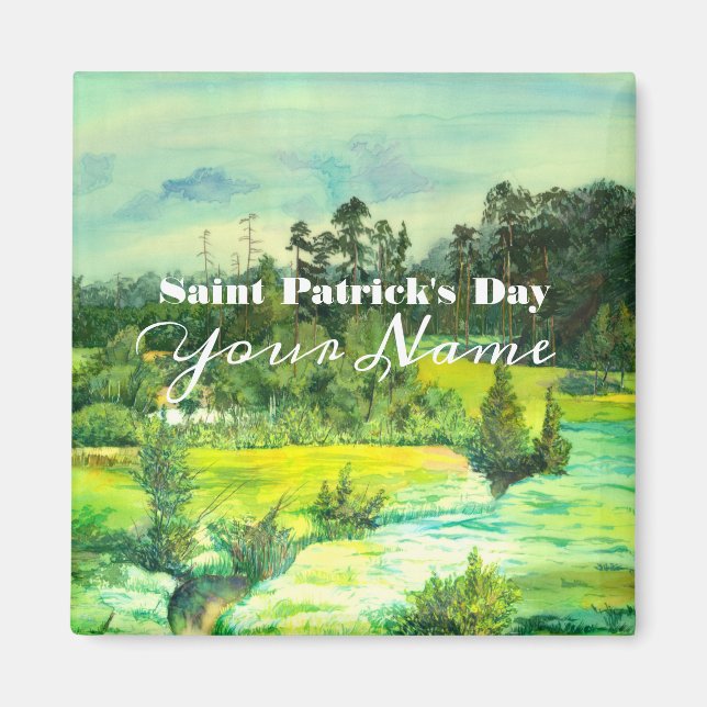 grönt valley måla vattenfärg magnet (Framsidan)