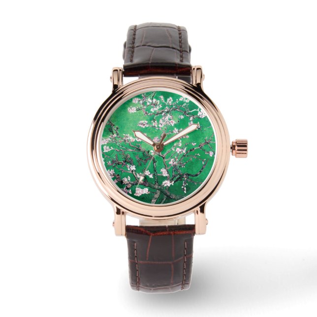Grönt Van Gogh Almond Blommars Armbandsur (Framsida)