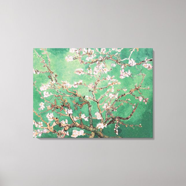 Grönt Van Gogh Almond Blommars Canvastryck (Framsida)