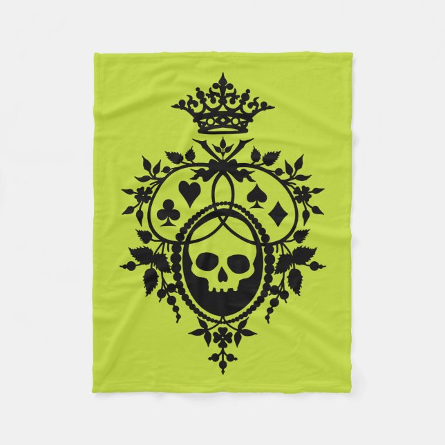 Grönt Vapensköld med Skull och Cardwear Ull Blanke Fleecefilt (Framsidan)